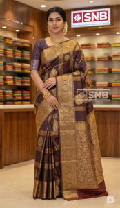 Home grey zari pattern saree