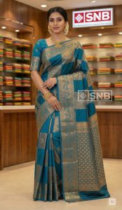 Home green zari pattern saree