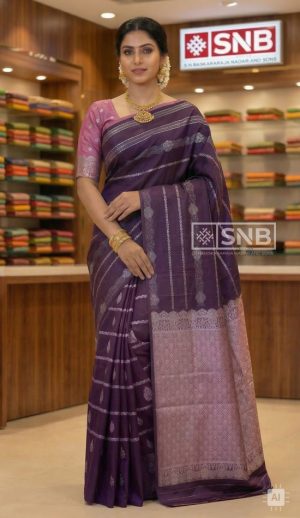 brown silk saree
